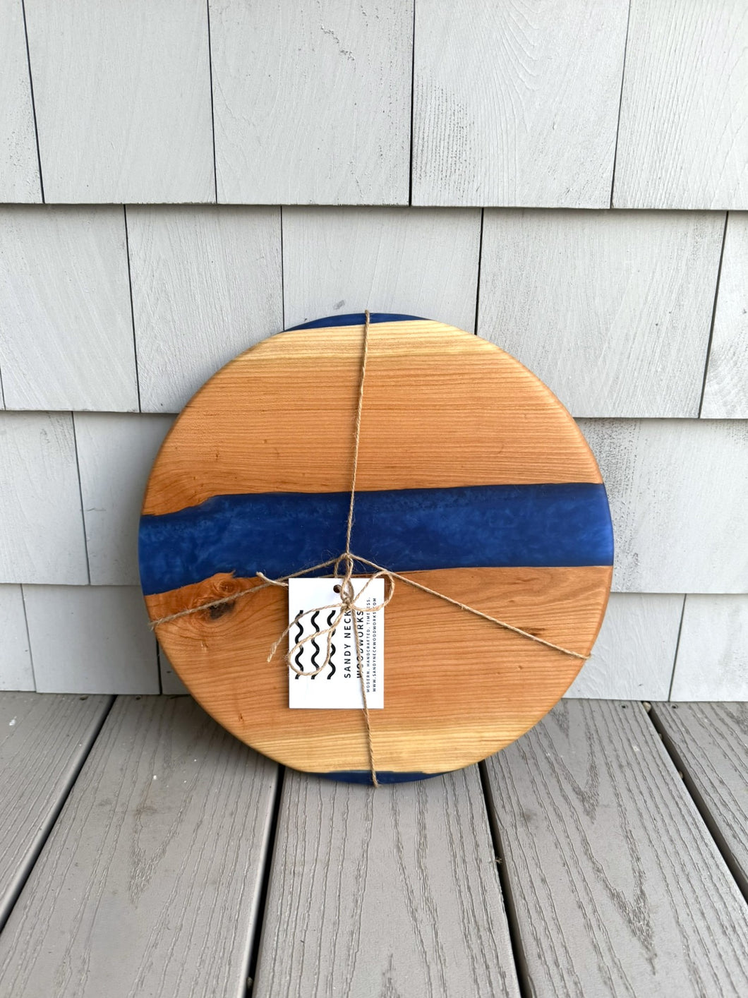 Navy Blue Resin River Round Charcuterie Board